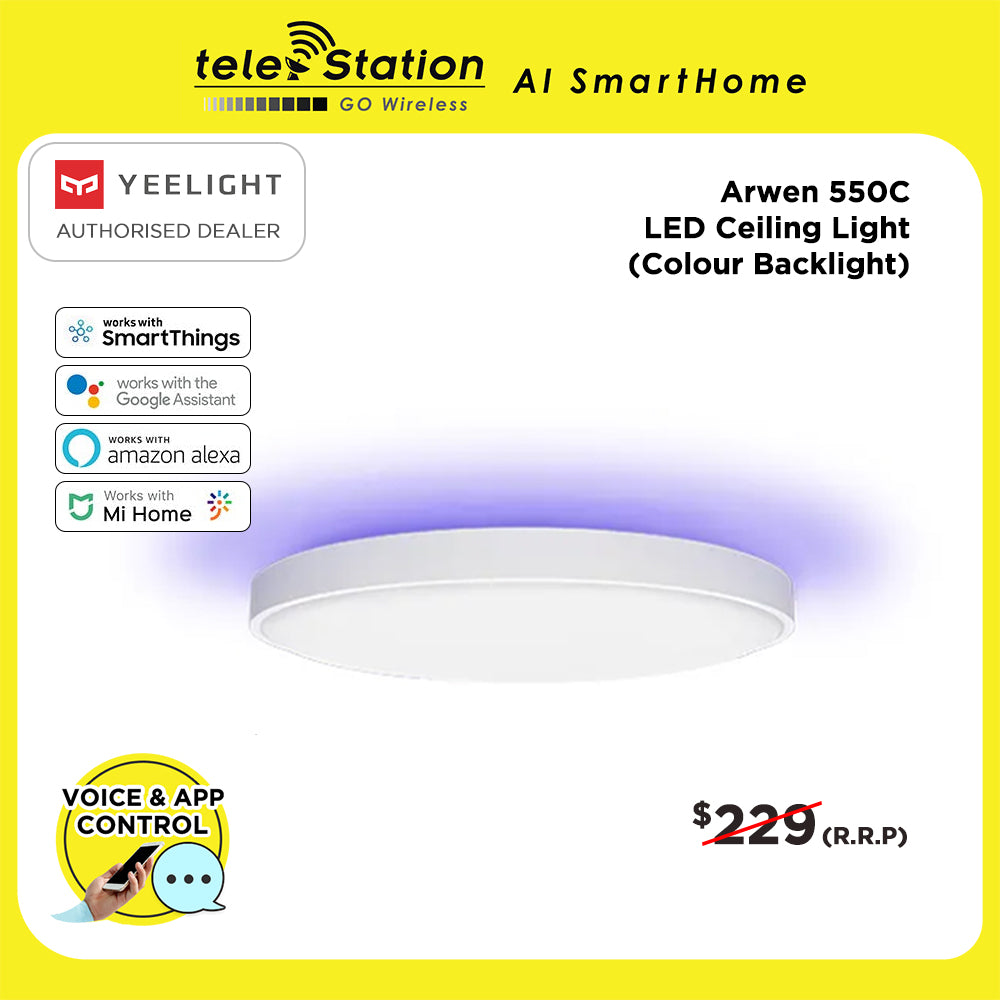 Yeelight Arwen 550C White Ceiling Light (Colour Backlight ...