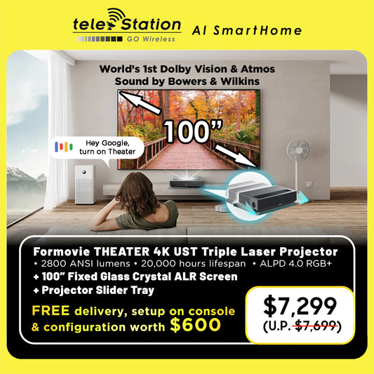 [TANGS] Smart Home Theater: Formovie Theater Projector + 100" Fixed Crystal Glass ALR Screen + Sliding Tray + App & Voice Control