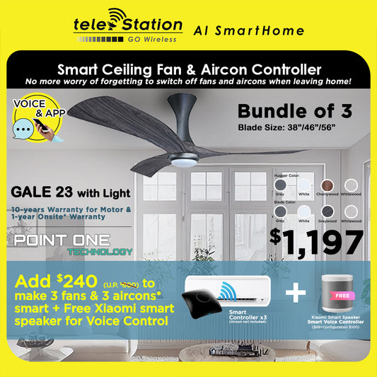 SMART CEILING FAN & AIRCON CONTROLLER.. [Bundle] PO Eco Gale 23 and Aircon Controller + Smart Voice Control