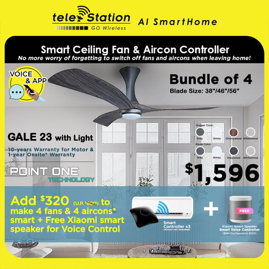 SMART CEILING FAN & AIRCON CONTROLLER.. [Bundle] PO Eco Gale 23 and Aircon Controller + Smart Voice Control