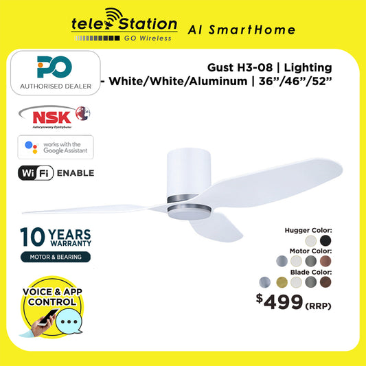 PO Eco Gust 08-H3 Smart WiFi Ceiling Fan with Light