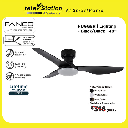 Fanco Hugger Ceiling Fan (188mm Total Height Suitable for Low Ceiling)