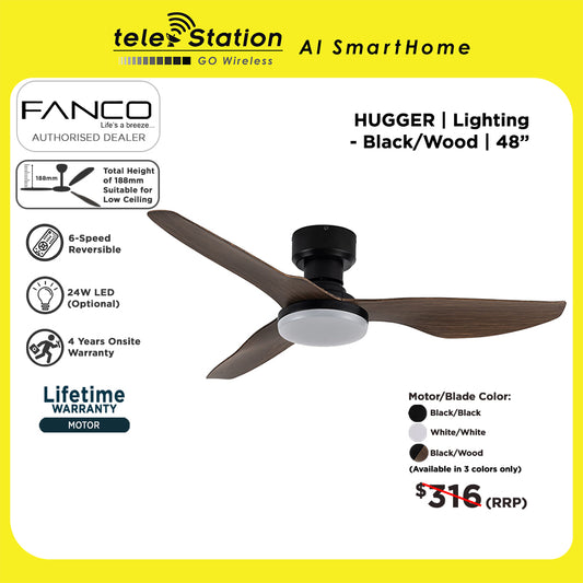 Fanco Hugger Ceiling Fan (188mm Total Height Suitable for Low Ceiling)