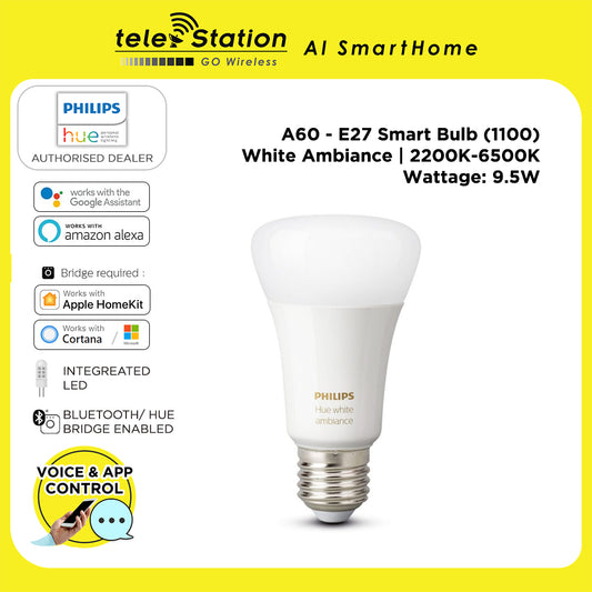 Philips Hue White Ambiance A60 E27 Smart Bulb (1100)
