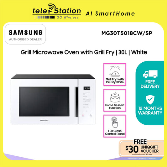 [CLEARANCE SALE] SAMSUNG MG30T5018CW/SP Grill Microwave Oven 30L White | 1 Year Local Warranty