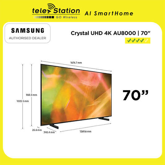 (Demo) Samsung Smart TV 70" AU8000 UHD 4K with FREE wall mounting & Delivery (worth $150)