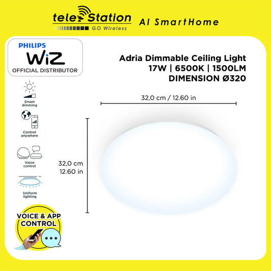 Philips WIZ Adria Dimmable Ceiling Light 17W 65K (2 Years Local Warranty)