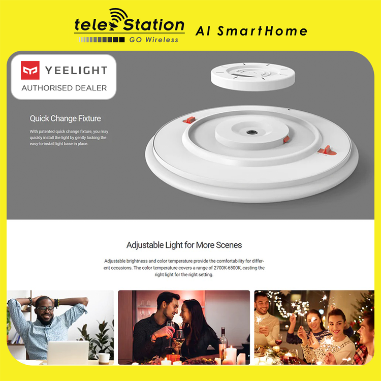 Yeelight Arwen 550C White Ceiling Light (Colour Backlight ...