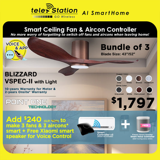 SMART CEILING FAN & AIRCON CONTROLLER.. [Bundle] PO Eco Blizzard and Aircon Controller + Smart Voice Control