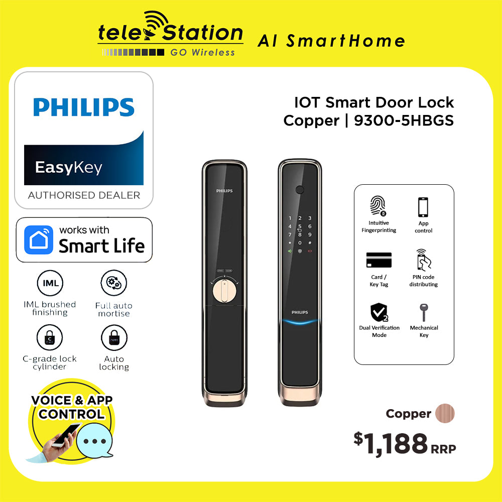 Philips Smart Door Lock 9300-5HBGS – Telestation AI SmartHome