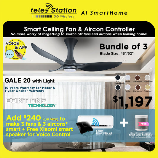 SMART CEILING FAN & AIRCON CONTROLLER.. [Bundle] PO Eco Gale 20 and Aircon Controller + Smart Voice Control