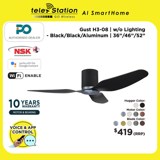 PO Eco Gust 08-H3 Smart WiFi Ceiling Fan w/o Light