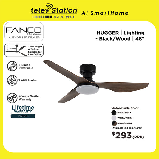 Fanco HUGGER Ceiling Fan (188mm - Total Height Suitable for Low Ceiling)