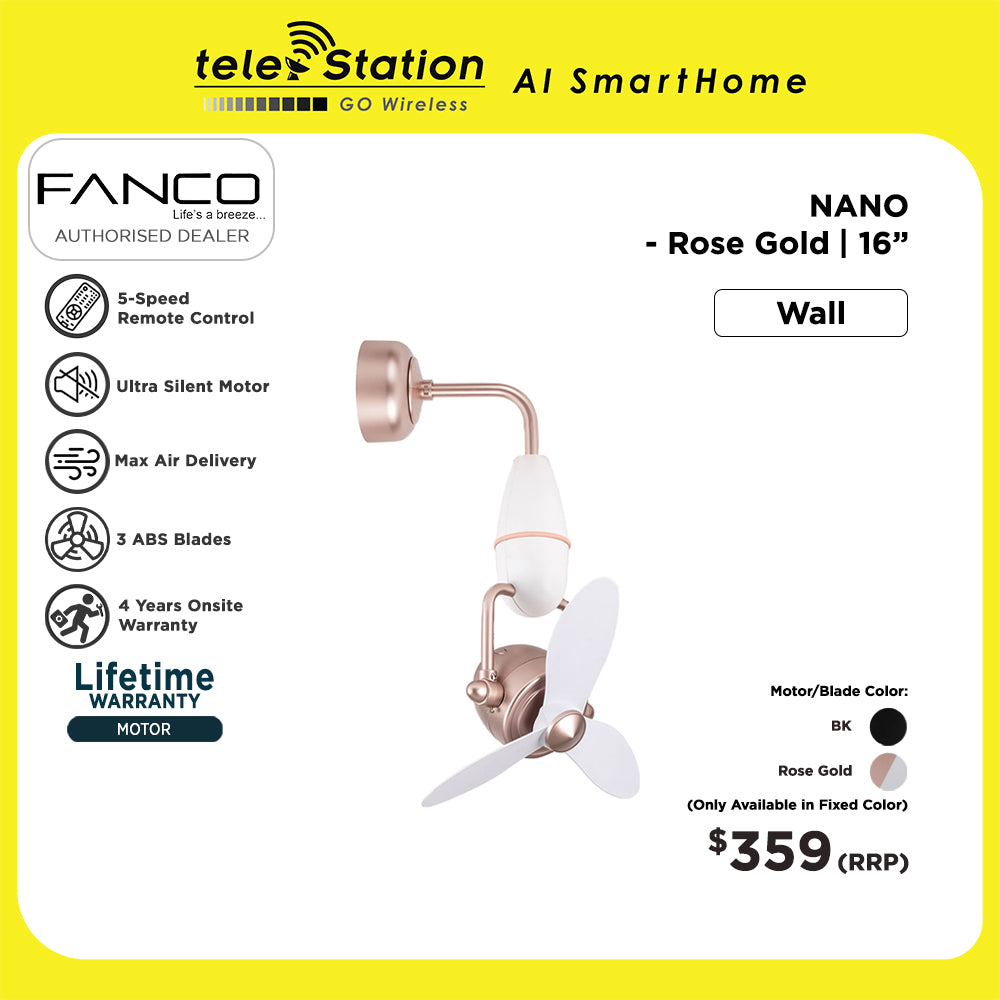 Fanco NANO Wall / Ceiling Fan – Telestation AI SmartHome