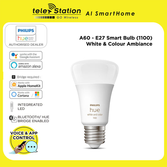 Philips Hue White and Color Ambiance A60 E27 Smart Bulb (1100)