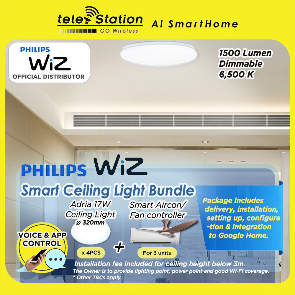 Philips Wiz Ceiling Light Bundle with Controller – Telestation AI SmartHome