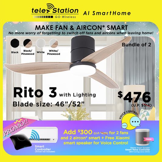 MAKE FAN & AIRCON SMART.. [Bundle] Fanco Rito 3 and Aircon Controller + Smart Voice Control