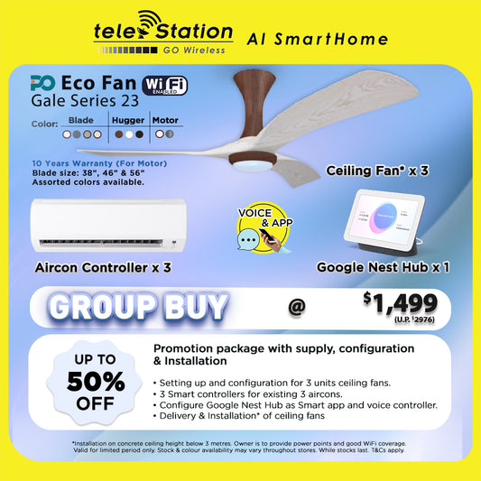 PO Eco Ceiling Fan with Aircon Controller Bundle (with supply, configuration & installation)