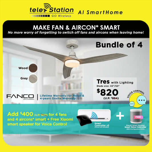 MAKE FAN & AIRCON SMART.. [Bundle] Fanco Tres and Aircon Controller + Smart Voice Control